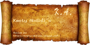 Kmety Abdiás névjegykártya